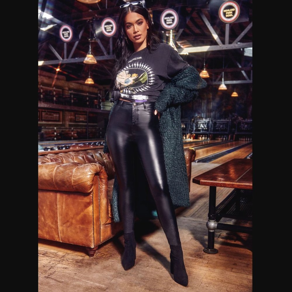 Fashion Nova Sammie High Rise Faux Leather Pants in Black